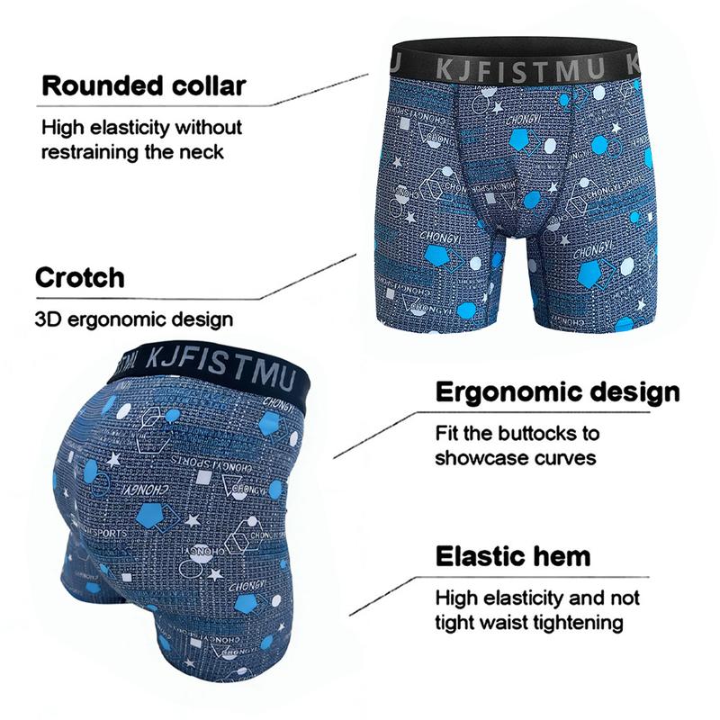 KJFISTMU 16-piece men's boxer briefs set, graffiti print, stylish underwear, comfortable, soft, and breathable. Cloud-like soft touch, silky fit, suitable for sports and workouts, wearable in all seasons. Men's apparel. Fabric for men's clothing.