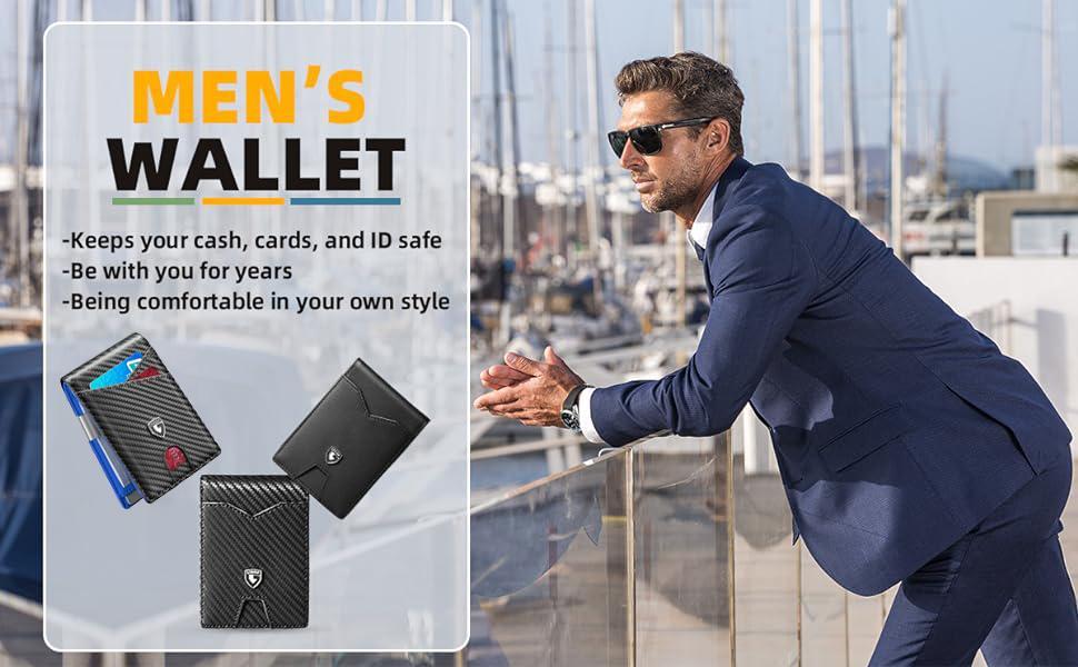 GSOIAX RFID Blocking Men's Slim Wallet - Christmas Gifts for Him, Best Gift Ideas for Men