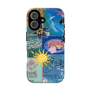 Beach Vibes Phone Case – Y2K Surf Magazine Collage with Bold Colors – for iPhone 11–16 & Galaxy S21, S22, S23, S24 (Plus, Ultra)