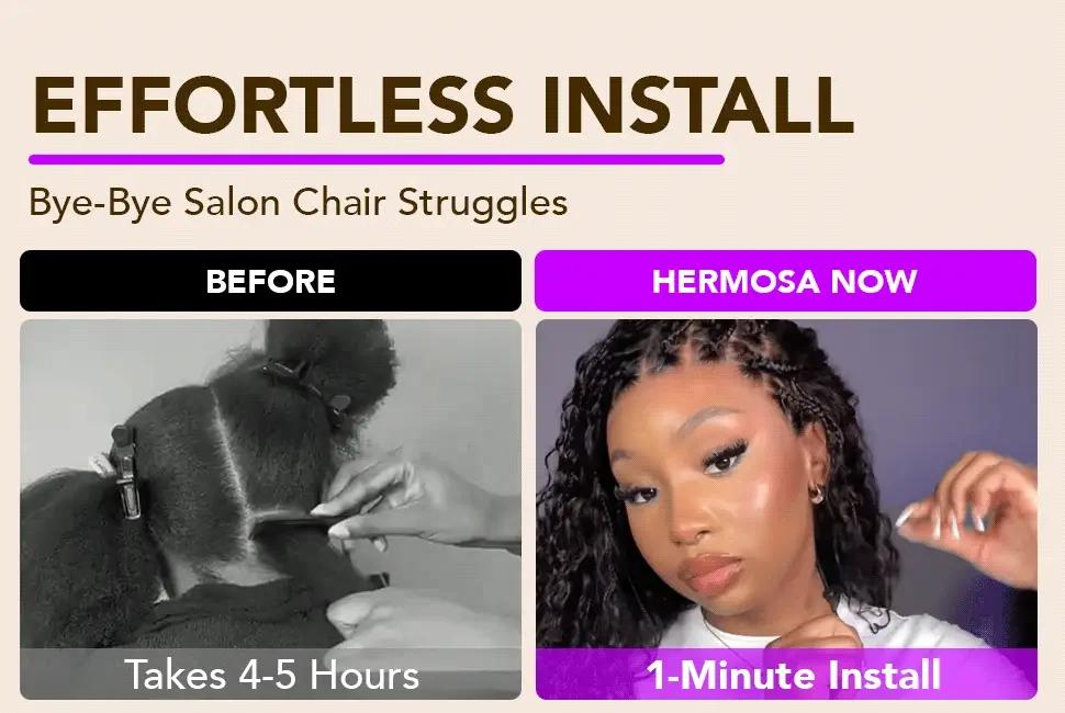 13x6 Boho Curls Braided Wigs Human Hair Pull Go Drawstring Cap HD Full Lace Frontal Wig Knotless Pre Cut Lace