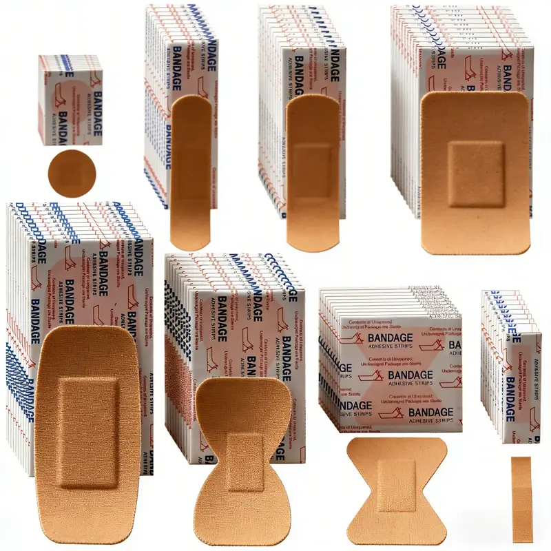 160pcs PE Waterproof Breathable Adhesive Bandages - Skin-Friendly, Cushioned Pad, Dust/Water Shield, Flexible, Gentle Contact, Latex-Free, Assorted Sizes for Home Healthcare, Family First Aid Minor Cuts (Back & Neck Care)