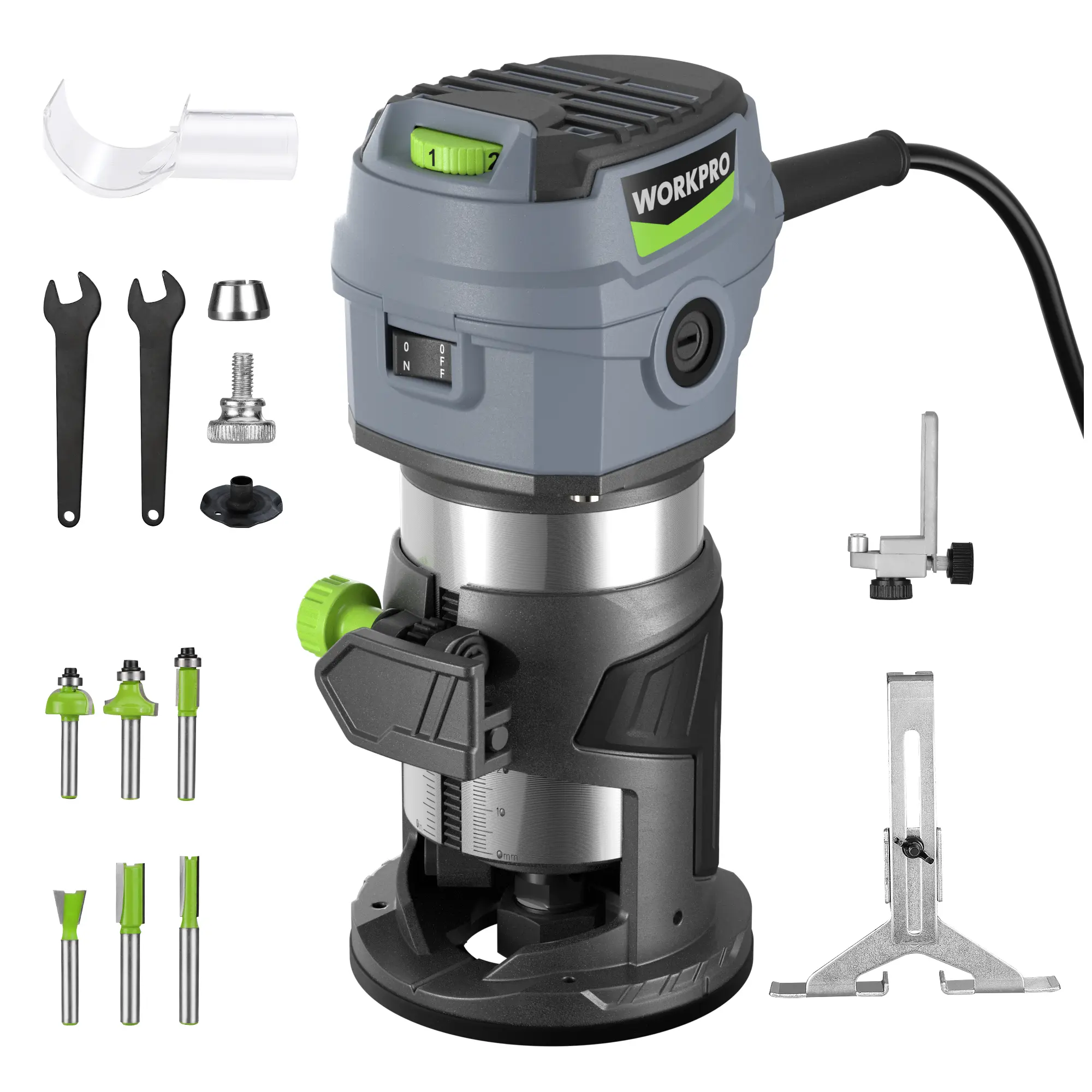 #backtoschool WORKPRO Compact Router Kit, Corded Hand Trimmer Router Tool, 6 Variable Speeds Wood Router for Woodworking Slotting Trimming