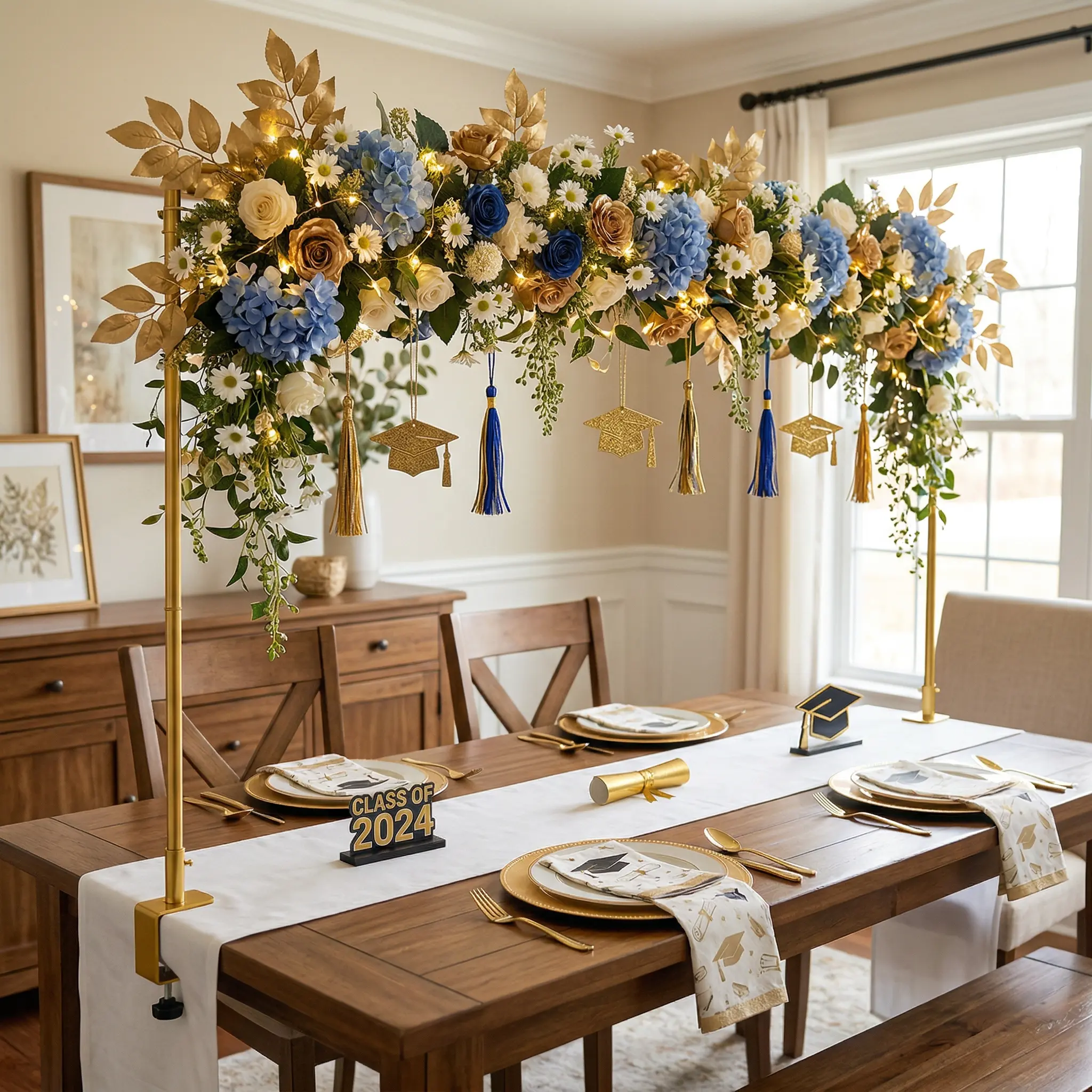 Flexible Size Table Arch 47.24-100"W 29.13-57.87"H, Metal Balloon Arch for Tabletop Event Decor, Perfect for Weddings Showers Celebrations, Durable Easy Install Structure