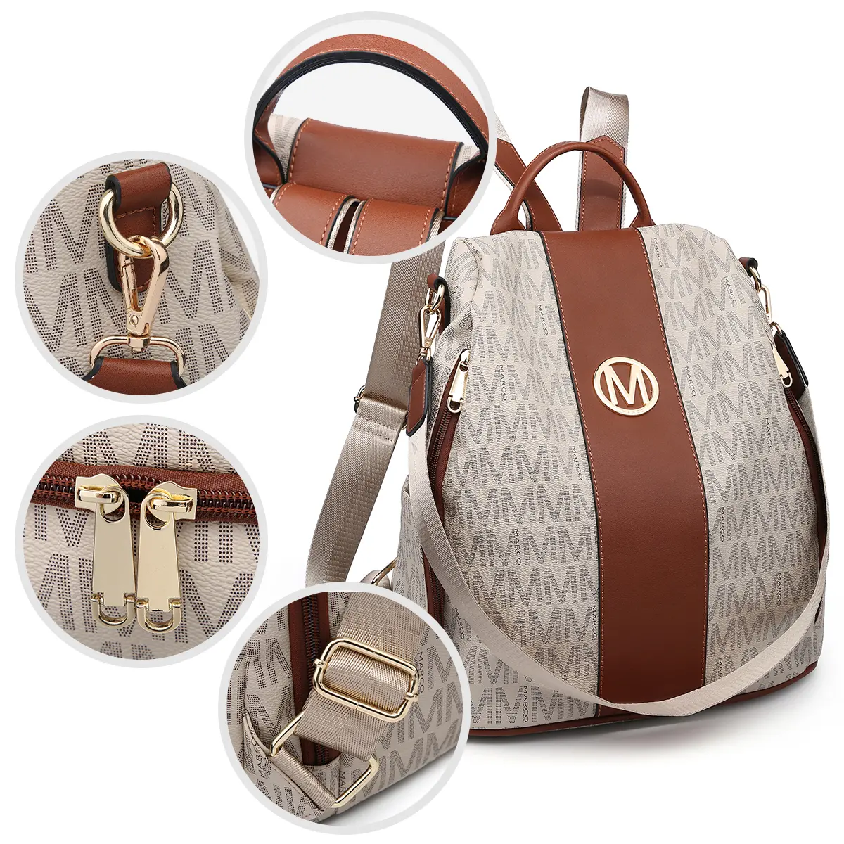 8494 MKP Fashion Backpack Purse Multi Pockets Signature Anti-Theft Rucksack MKP COLLECTION Women Fashion Backpack Purse Multi Pockets  main image 3