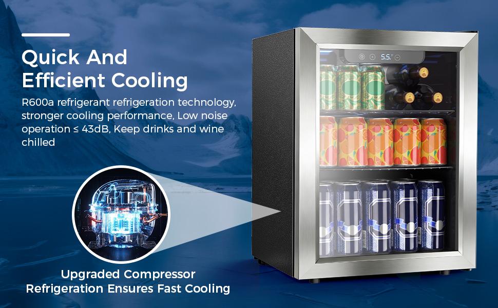 Mini Fridge 68 Can Beverage Refrigerator Cooler, 1.7 Cu.Ft Drink Fridge forSoda Wine Beer, Digital Temperature Control Cooler for Home, Dorm, Bar
