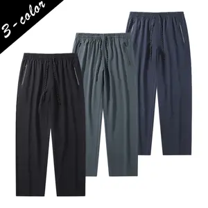 Summer | Plus Size Cooling Pants | Two-Piece Set | Work / Outing / Date | Breathable Quick-Dry Fabric | Unlined | Elastic Waist Straight-Leg Fit Outdoor Cargo Ankle Tapered Dress Wide-Leg Pleated Men's