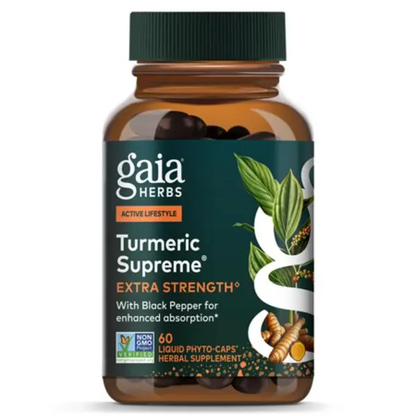 Gaia Herbs Turmeric Supreme Extra Strength - Supports Occasional Discomfort from Normal Wear & Tear* - with Turmeric Curcumin & Black Pepper