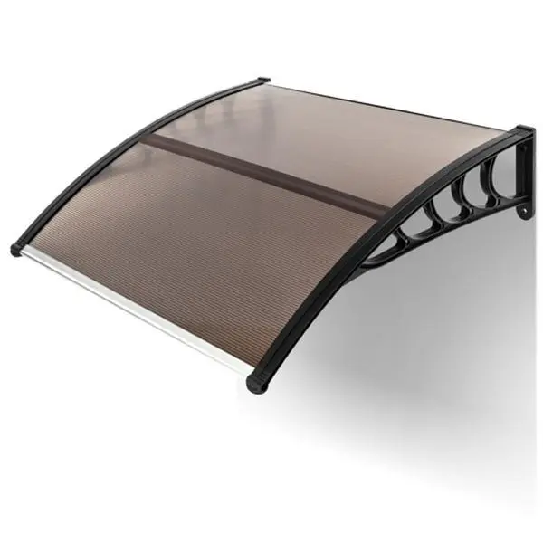 【Summervibes】Karlhome Window Awning Door Canopy, 80*38 inch Window Awning Overhead Modern Polycarbonate Cover Outdoor Front Porch Patio Canopy UV Rain Snow Sunlight Protection Hollow Sheet/Brown, Outdoor Canopy Shelter, Sun Shade Canopy