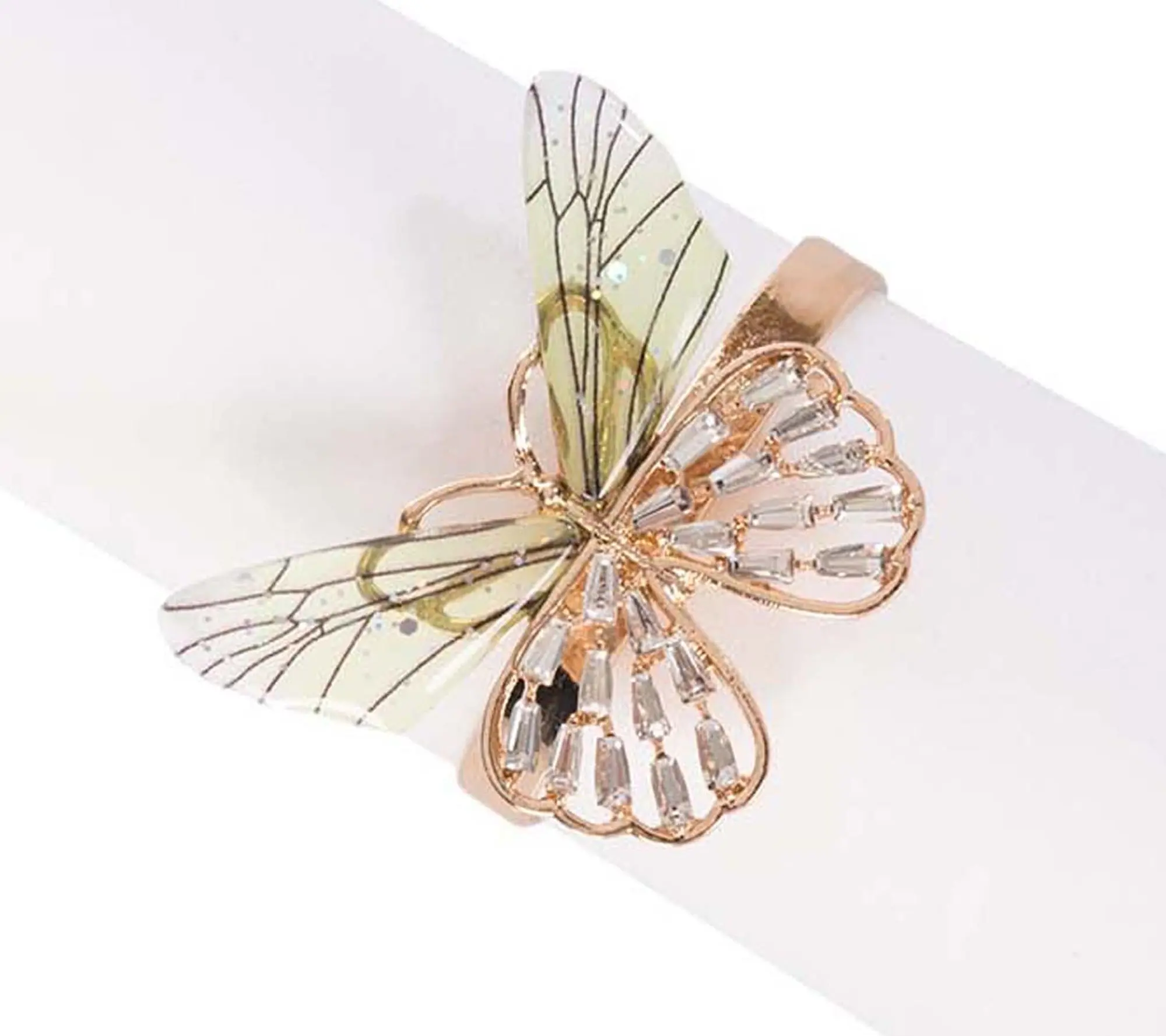 Crystal Butterfly Tabletop Napkin Rings Set of4 by Valarie