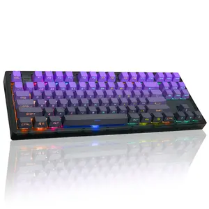 The MK870 mechanical gaming keyboard features 80% color gradation, black color scheme, hot-swappable keys, customizable mechanical feel, rapid actuation, crisp keystrokes, and RGB backlighting.