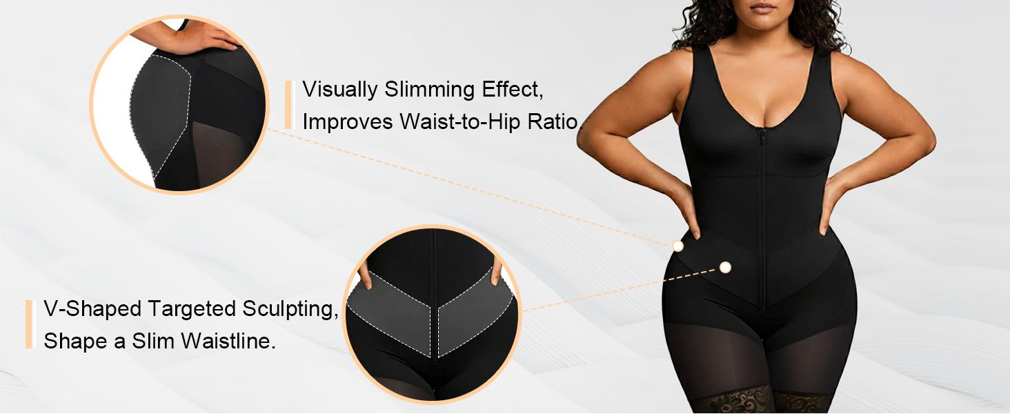 SHAPERX Sculpting Tummy Control Fajas Colombianas for Women Moldeadoras Shapewear with V-shape Sculpting Elastic Band