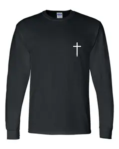 Mens Christian Tshirt Cross Crest Jesus Christian Long Sleeve T-shirt Graphic Tee