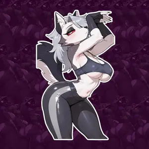 Wolf Girl Fitness Sticker – Sexy Furry Anime Vinyl Decal for Laptop & Water Bottle