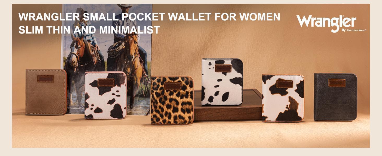 Wrangler Small Leopard Print Wallets Card Cases for Women with Rfid Lining and A Coin Purse