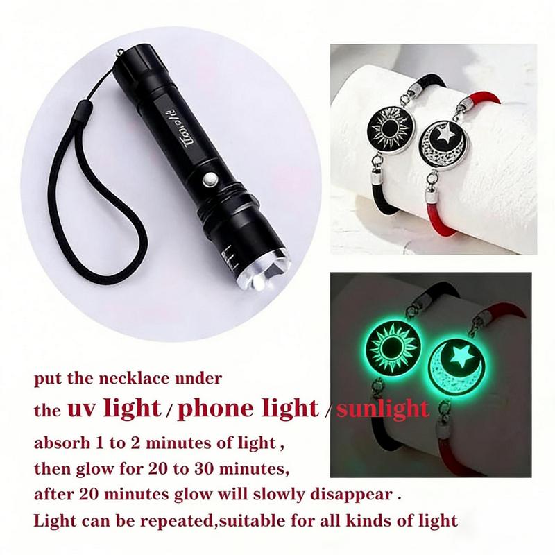 2-Pack ​​​​Glow in Dark Couple Bracelets Set - Magnetic Sun Moon Star Matching Jewelry with Luminous Beads - Long Distance Gifts for Couples, Boyfriend Girlfriend - Valentine's Christmas Anniversary Date Night Gift​​ Cool