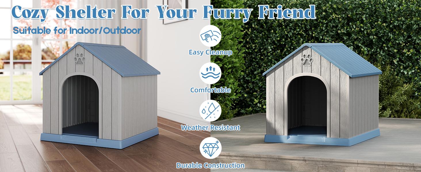 Durable Waterproof Plastic Dog/ Sheep House for Small to Large Sheep, Indoor Outdoor Pet Shelter with Ventilated Roof and Elevated Floor, Easy Assembly-Best Christmas Gifts.