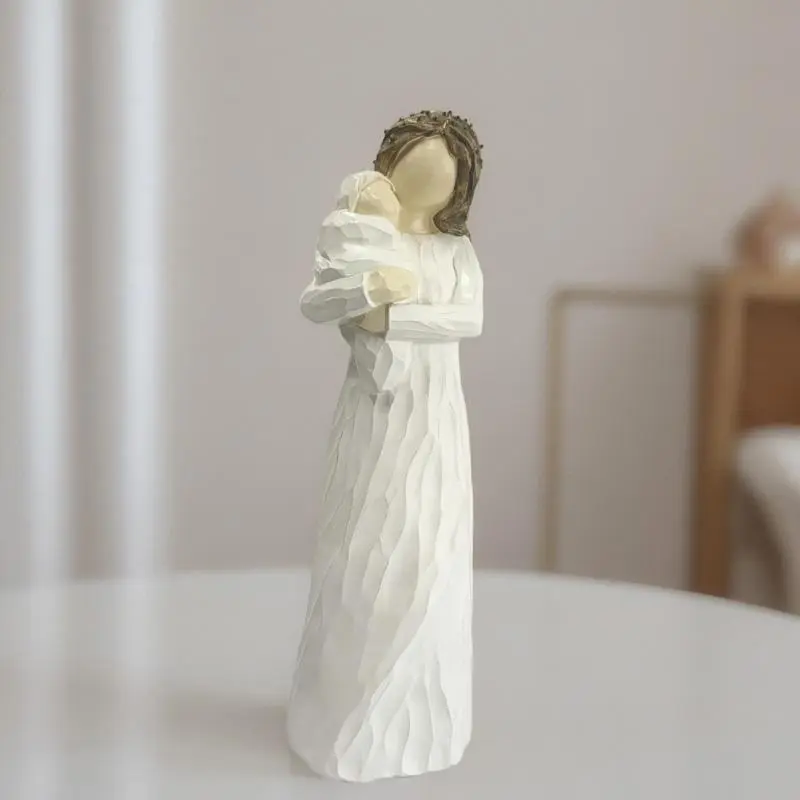 Mother's Embrace Resin Statue, Handcrafted Figurine of a Mother Cradling Her Baby, Perfect Gift for Mother, Nursery Decor, Modern Home Decoration, Decorative Home Ornament