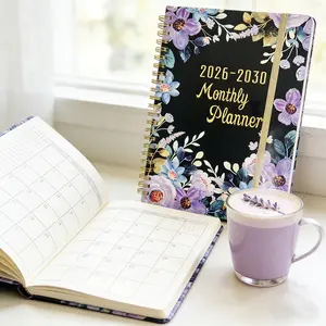 5 Years Planner Purple Black Floral 26-30 years Elegant Floral Design and Gold elegant font planner weekly monthly planner planner monthly planner workbook organizer notebook planners for 2026 bullet journal office accessories