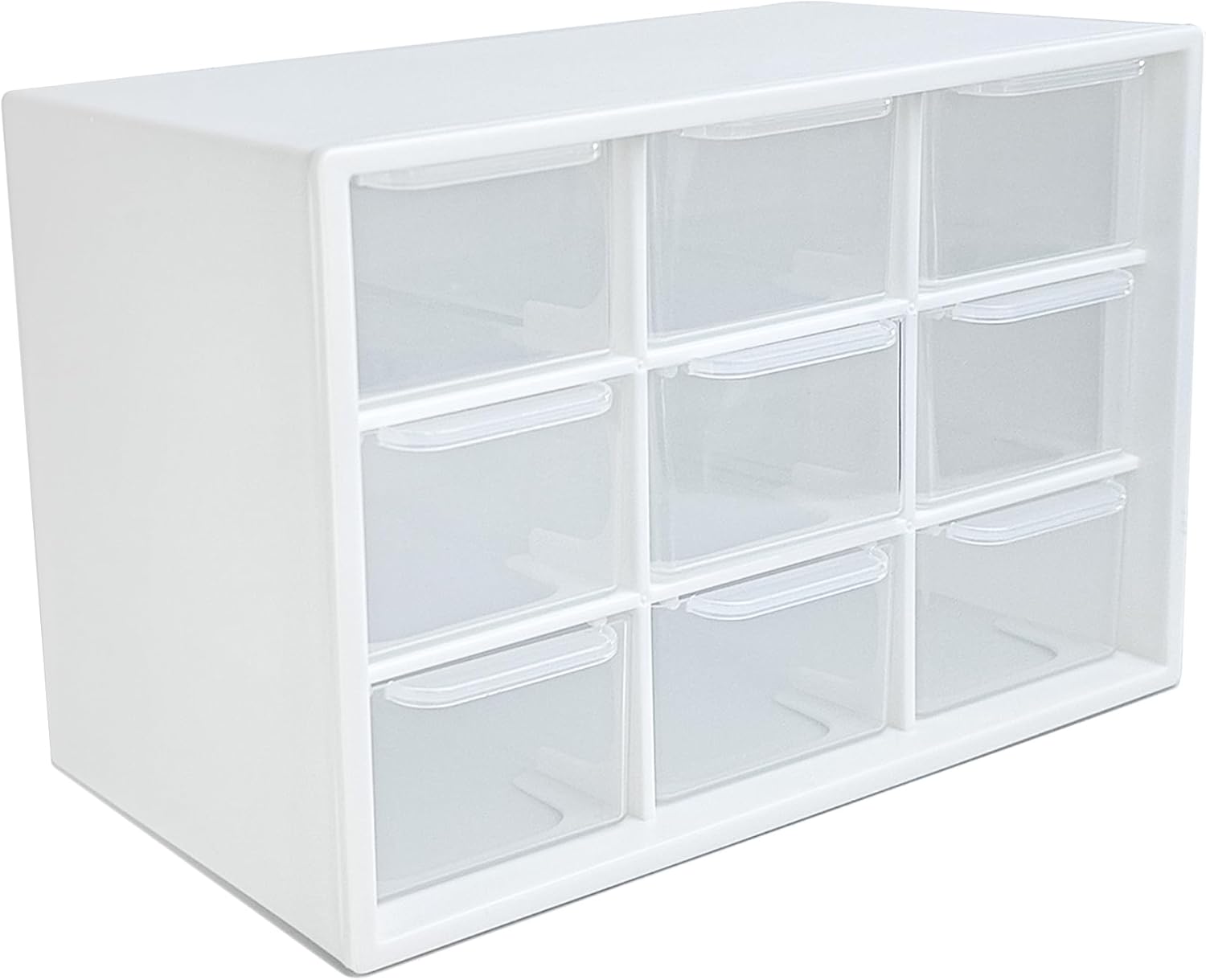 Small Drawer Organizer for Desk, Mini Desktop Drawer Organizer with 9 Clear Drawers Boxes Wall