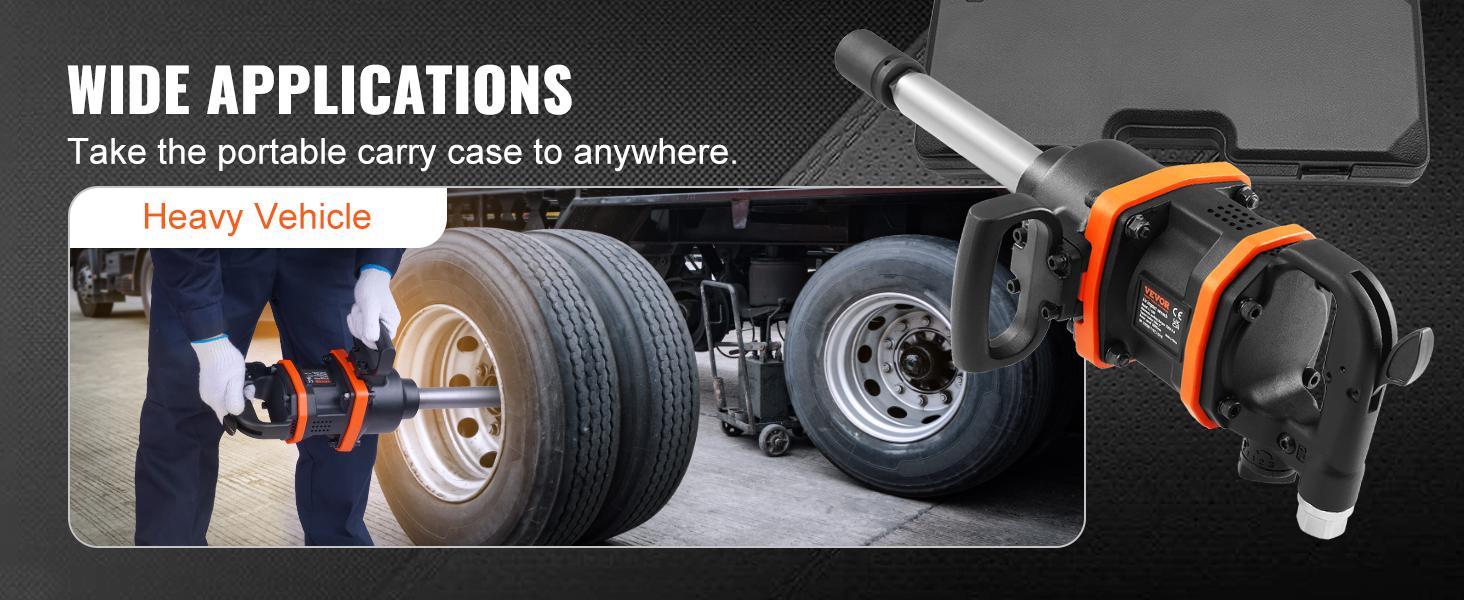 VEVOR professinal 1 Inch Air Impact Wrench, TikTokShopBlackFriday, Up to 3160 ft-lbs High Reverse Torque Output 1" Pneumatic Impact Gun w/ 8 Inch Extended Anvil & Carrying Case for Heavy Duty Repairs and Maintenancetorque  even reaches 3160 ft-lbs