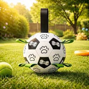 Dog Toys Dog Balls, World Cup Dog Soccer Ball with Straps, Dog Birthday, Herding Ball, Balls for Small Medium Pet, Puppy Outdoor Toy (6 Inch)