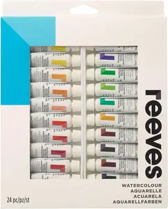 Reeves Watercolor Paint 10ml Tubes, Set of 24, Water Colour