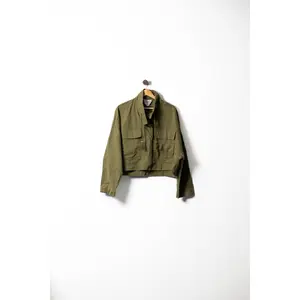 Cropped Utility Jacket with Front Pockets