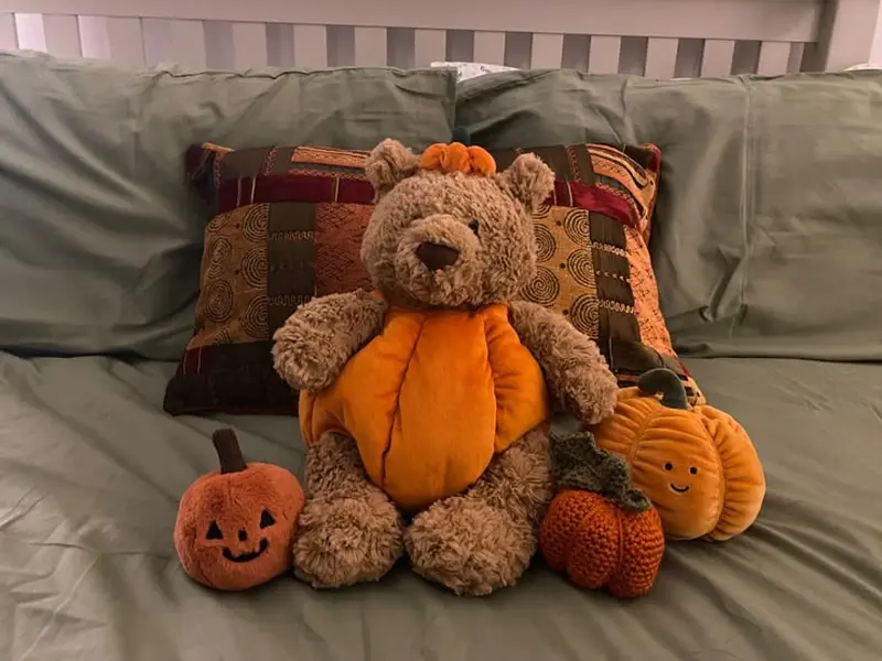 Limited US Stock & Ready to Ship Pumpkin Teddy Bear – Jellycat Bartholomew Fall Plush Gift Set with Bag + 1 Keychain