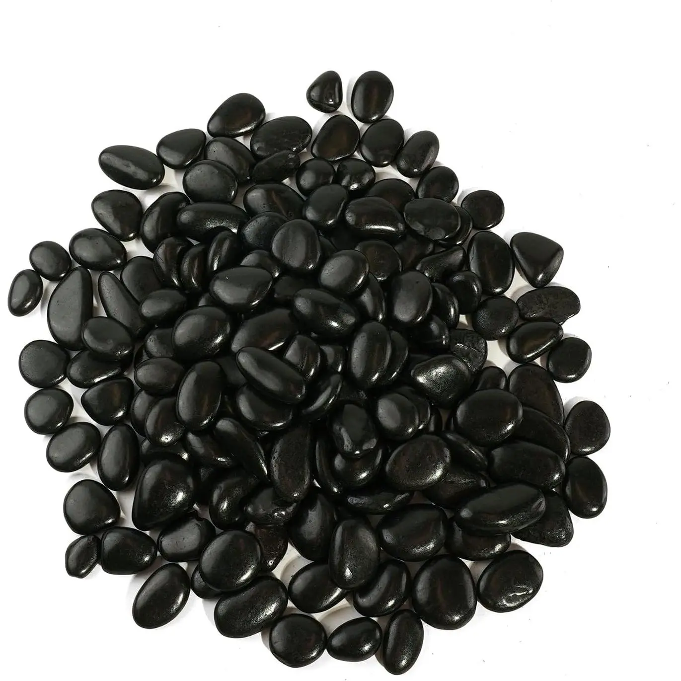 2 LBS River Rocks, StoneCreek, Decorative Garden Stones for  Landscaping, Polished Gravel Filler Pebbles for  Decoration, Vases, , Flower Beds and Fish Tanks (Black, Medium)