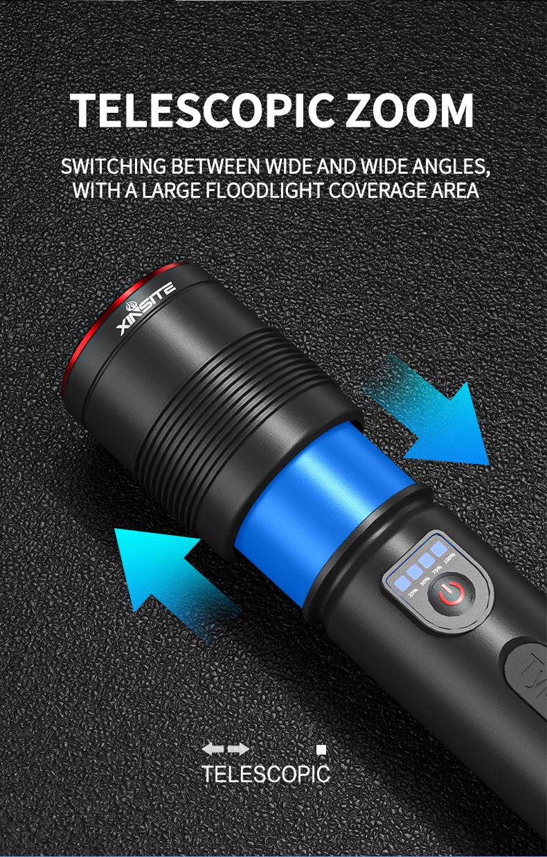 High Lumens LED Tactical Flashlight – 4 Light Modes, Zoomable, Waterproof, Rechargeable, Batteries Included – Perfect for Outdoor, Camping, and Emergency