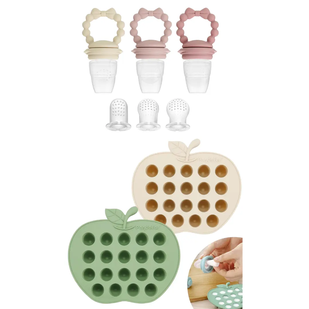 2 Pack Baby Breastmilk Popsicle Molds, Baby Teethers, BPA Free, 3 Sizes, 2mm Fine Holes to Prevent Choking, Perfect for Teething Relief & Infant Solid Food Introduction,3 M+(Ether/Sage) Sippy Cups