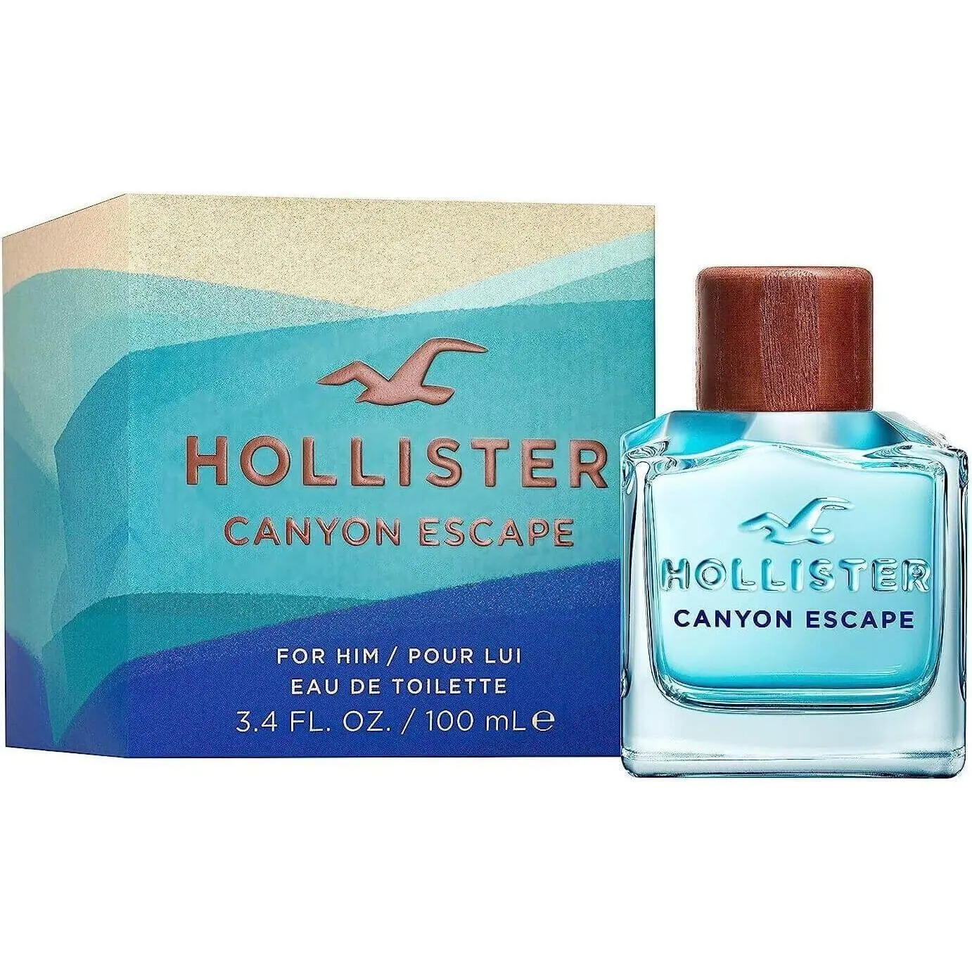 Hollister Canyon Escape Men's EDT Cologne - 3.4 fl oz, New in Box, Aromatic Citrusy Woody Fragrance with Bergamot Top Notes, Fresh Masculine Aroma, Boxed Men's Fragrance, Aromatic Woody Fragrance