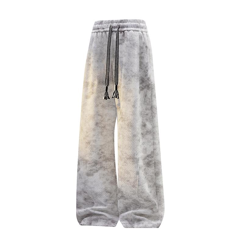 Men's Tie Dye Polyester Knit Joggers - Loose-Fit Athleisure Streetwear Track Pants with Elastic Drawstring Waist, Comfy Men's Clothing