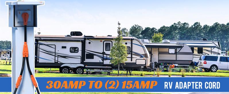 Nilight 30 Amp to 15 Amp RV Y Splitter Adapter Cord 30A Male Plug to Two 15A Female 110V Household Outlet NEMA TT-30P 5-15R Pure Copper STW 10 AWG Cable for RV Camper Generator extension