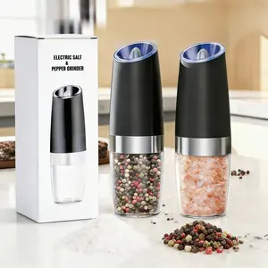 LED Light Automatic Salt & Pepper Grinder Adjustable Coarseness,  Battery-Powered, One-Hand Use | Large Capacity for Home Kitchen & BBQ