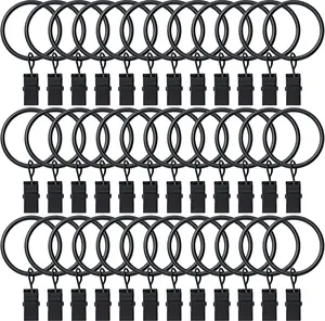 BOOMIBOO 36 Pack Curtain Rings with Clips, Drapery Clips with Rings, Hangers Drapes Rings, Drapery Rings 1.26 Inch, Fits up to 1 Inch Diameter Curtain Rod, for Hanging Drapes Bows Hat and so On