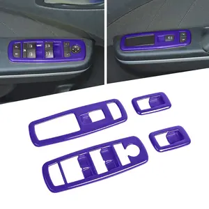 Voodonala Window Lift Switch Power Window Control Regulator Button Embellishment Trim for 2011-2025 Charger Durango, for 2010-2017 RAM, Interior Accessories ABS Purple 4pcs