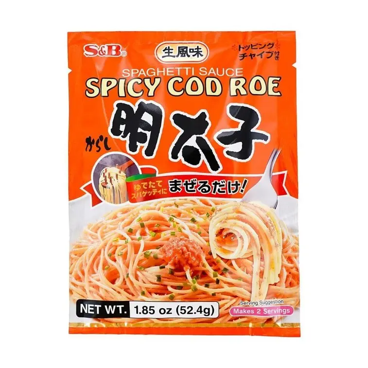 S&B Hot & Spicy Cooking Sauce - Cod Roe Base Salty Savory Seafood Pasta Sauce, Bold Flavor, Mild Chili Kick, Fish-Containing, 52.4g, Hot & Spicy Cooking Sauces