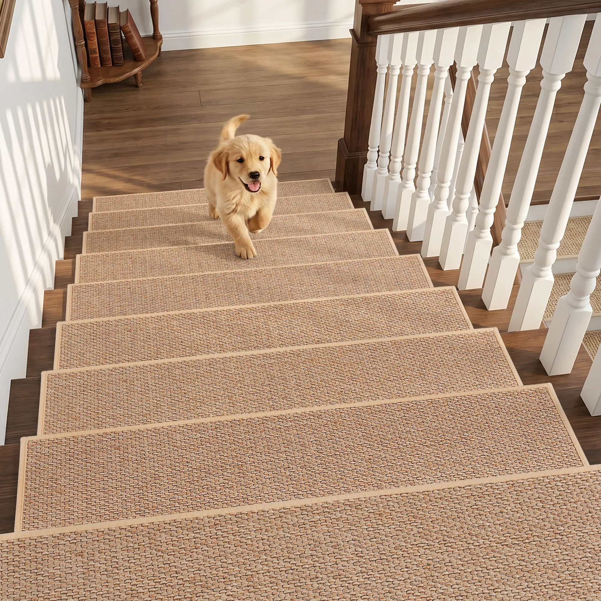 Amoami Non Slip Stair Treads, 15PCS Carpet Stair Runners for Wooden Steps, Rubber Backing Safety Stair Mats for Kids and Dogs, Washable Residue Free Stair Mats, 8"x30" Stair Mats