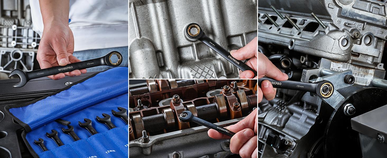 #SpringGlowUp WORKPRO 9-Pack Anti-Slip Ratcheting Combination Wrench Set, 72-Teeth, Cr-V Constructed, Black Ratchet Wrenches Set with Roll Up Pouch #SpringGlowUp WORKPRO 9-Pack Anti-Slip Ratcheting Combination Wrench Set, 72-Teeth, Cr-V Constructed, Black Ratchet Wrenches Set with Roll Up Pouch