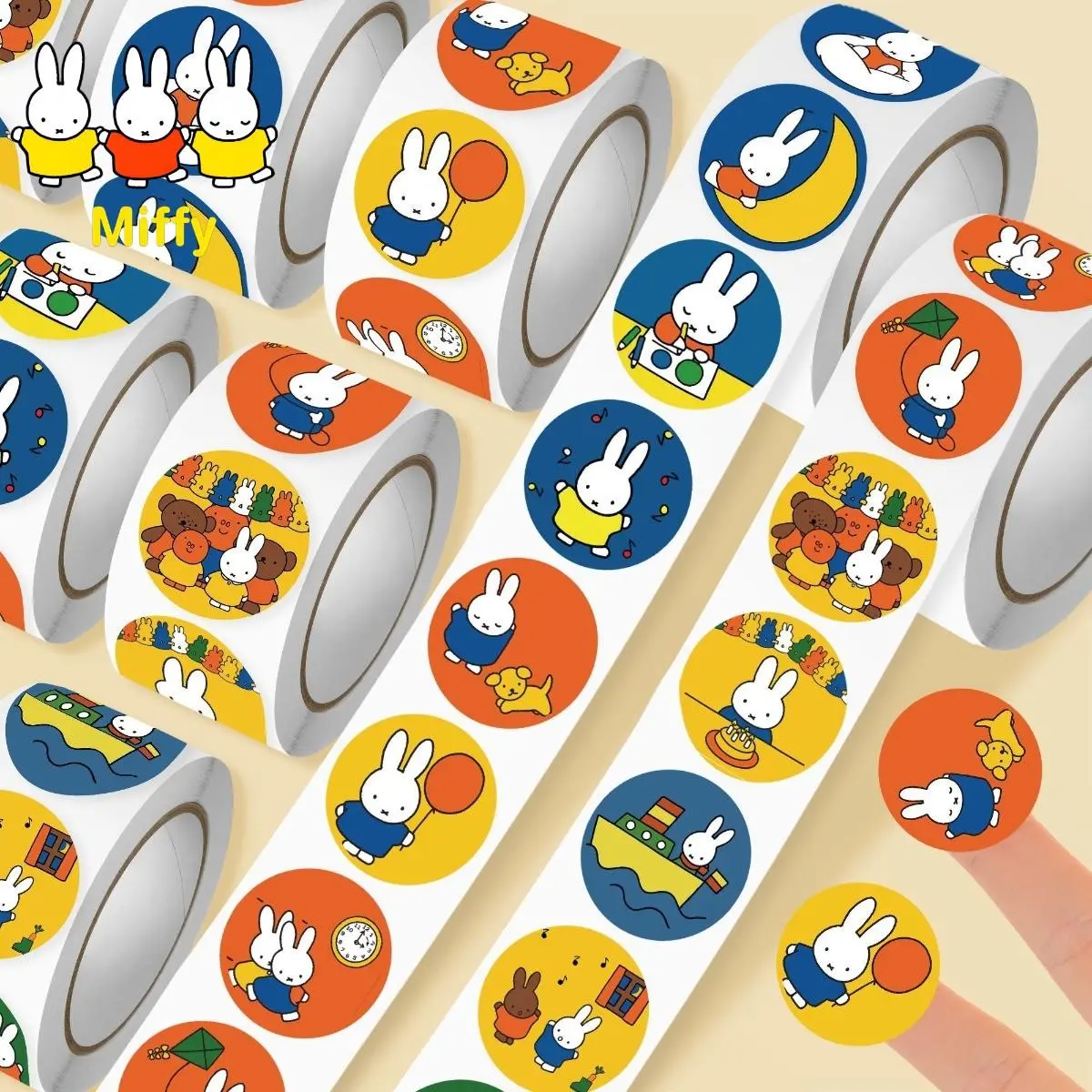 500Pcs Kawaii Miffy Sticker Seal Sticker Cartoon Rabbit Roll Sticker Cartoon Ins-style Planner Decoration Gift
