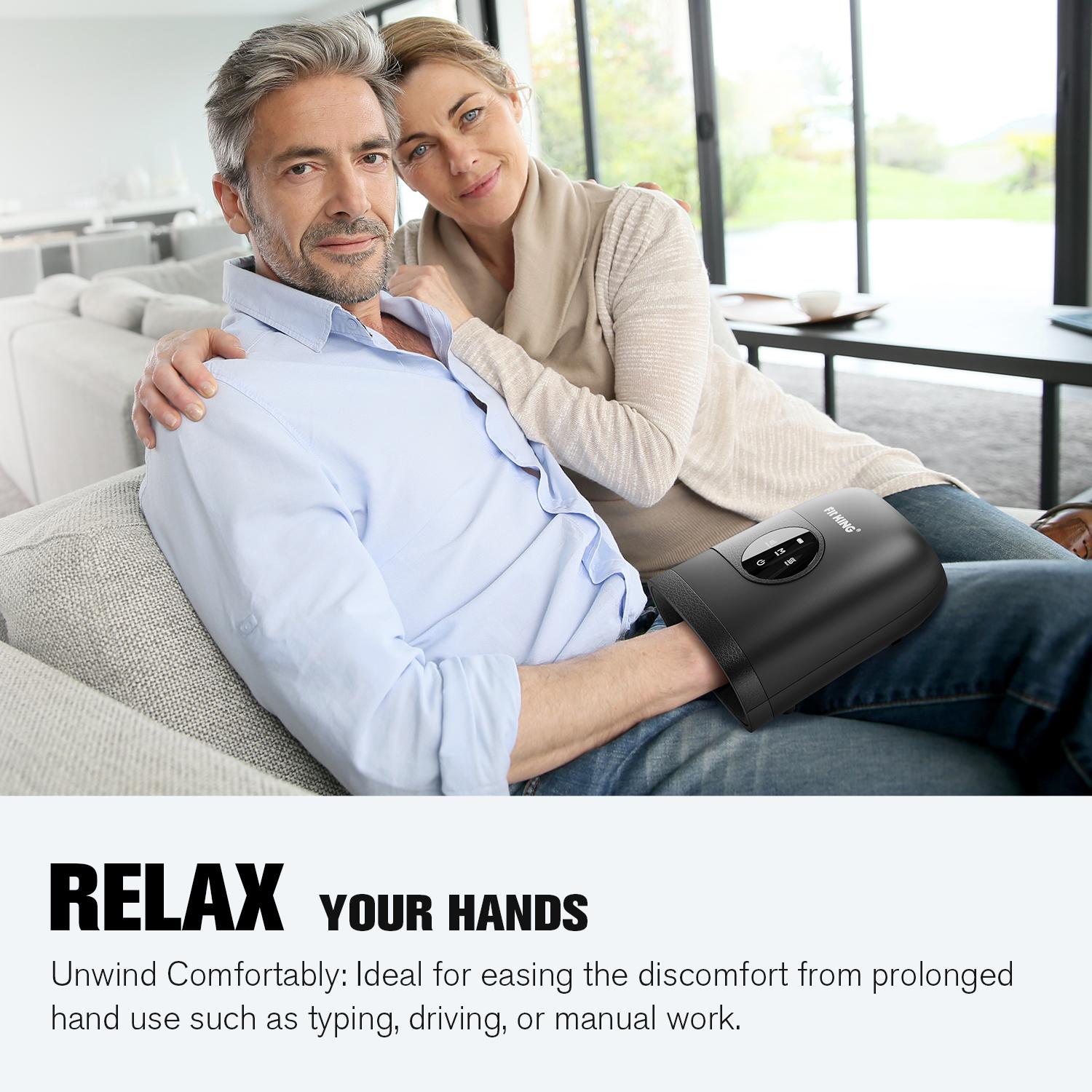 【FIT KING】Hand Massager with Heat for Hand Massage and Finger Relief - Cordless & Portable & Touch Screen -  Gifts for Women Men Parents-Two Colors