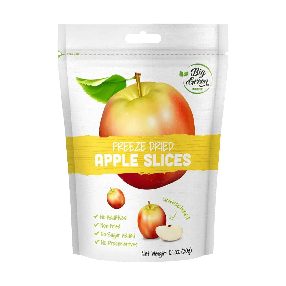 BIG GREEN Freeze-Dried Apple Slices - Natural, Crispy, Healthy Snack - 20g Bag BIG GREEN Freeze-Dried Apple Slices - Natural, Crispy, Healthy Snack - 20g Bag