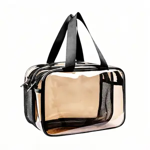 New Retro Vintage Vanity Bag, Large Capacity Makeup Organizer for Women, 2-in-1 Clear Waterproof Makeup Bag, Ladies Travle Storage Case, Dry and Wet Separation Transparent Toiletry Bag, Portable Skincare Storage Case for Vacations, Valentine's Day Gifts