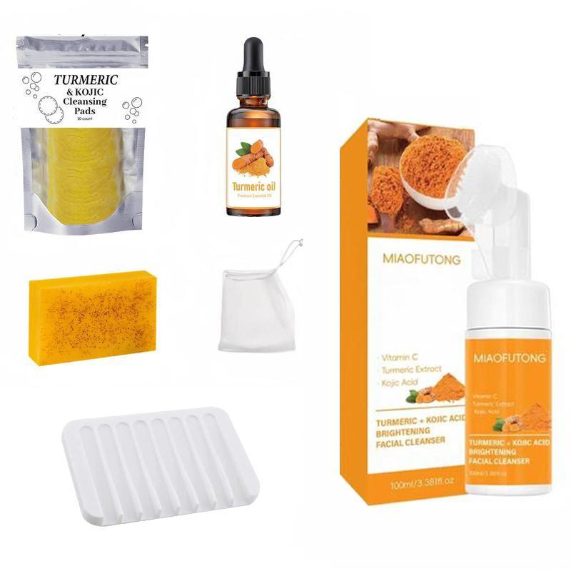 Turmeric Soap & Essential Oil Set,Including 1 Counts Turmeric Soap &1 Counts Essential Oil &1 CountsSoap Saver, Daily Skin Care Set forMen & Women