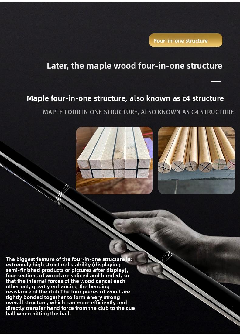 JIANYING Yfen Carbon Fiber 1/2 Billiard Cue 58-inch 11.8mm Tip with Case Leather Tip Gloves Towel Chalk for Home Club Use Comes with cue case + leather tip + gloves + towel +  chalk