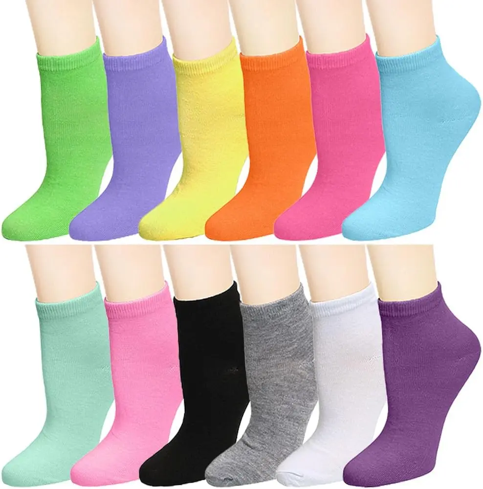 Falari 12 Pairs Women Novelty Ankle Socks Colorful ComfortSoft Lightweight Sports Athletic Socks Size 9-11