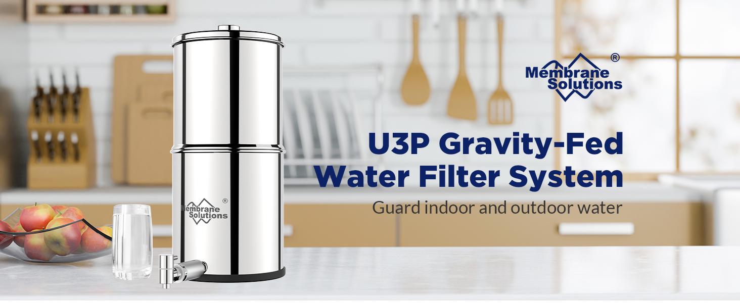 Membrane Solutions U3P Original Replacement Filter UV Countertop Gravity Water Filtration System Elements -3PACKS
