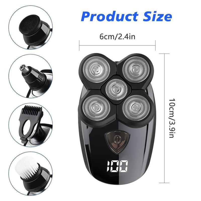 5 in1 Head Shavers for Bald Men,Rotary Electric Shaver Rechargeable Bald Head Hair Beard Trimmer Razor,5D Electric Razor