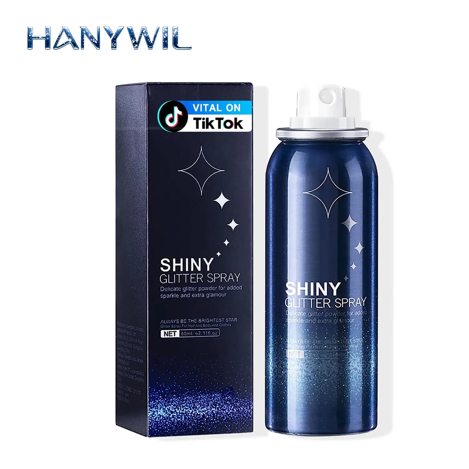 [TikTok Exclusive Offers] HANYWIL New Upgrade Body Glitter Spray, Multi-Use for Hair, Body & Clothes, Long-Lasting Shimmer, Suitable for Stage & Festival Rave Makeup, 2.11 Fl Oz Cosmetic